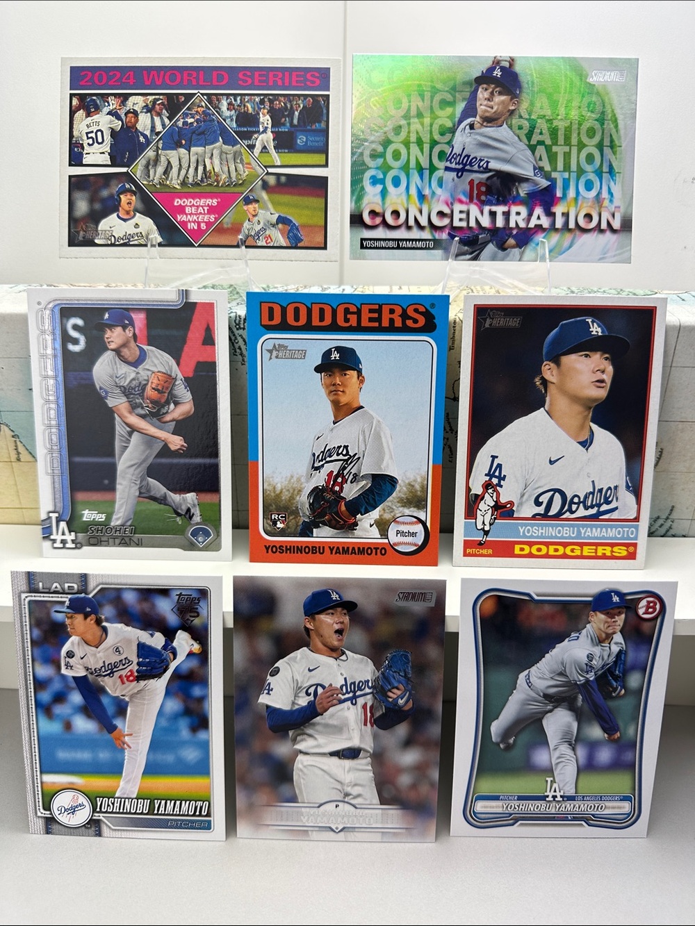Shohei Ohtani & 2024 World Series Card w/ Yamamoto rookie card- Dodgers